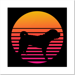 Retro 80s Shar-Pei Sunset Posters and Art